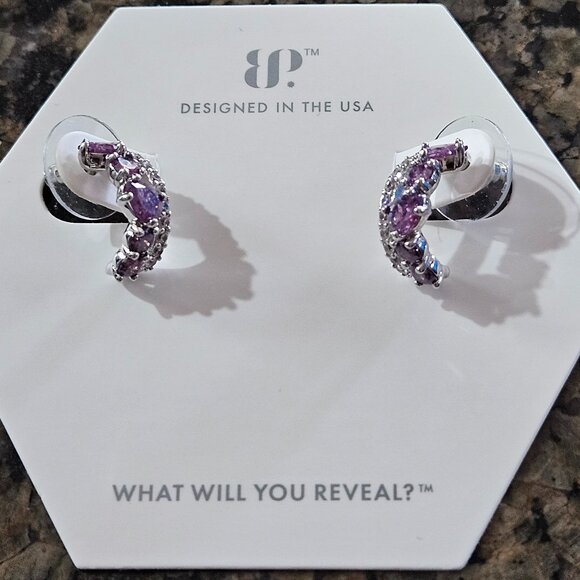 Bomb Party RBP6213 "Heaven's Sake" Amethyst Ice Crystal Earrings - Picture 1 of 5